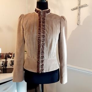 Elie Tahari Tan Velour Blazer Size Small